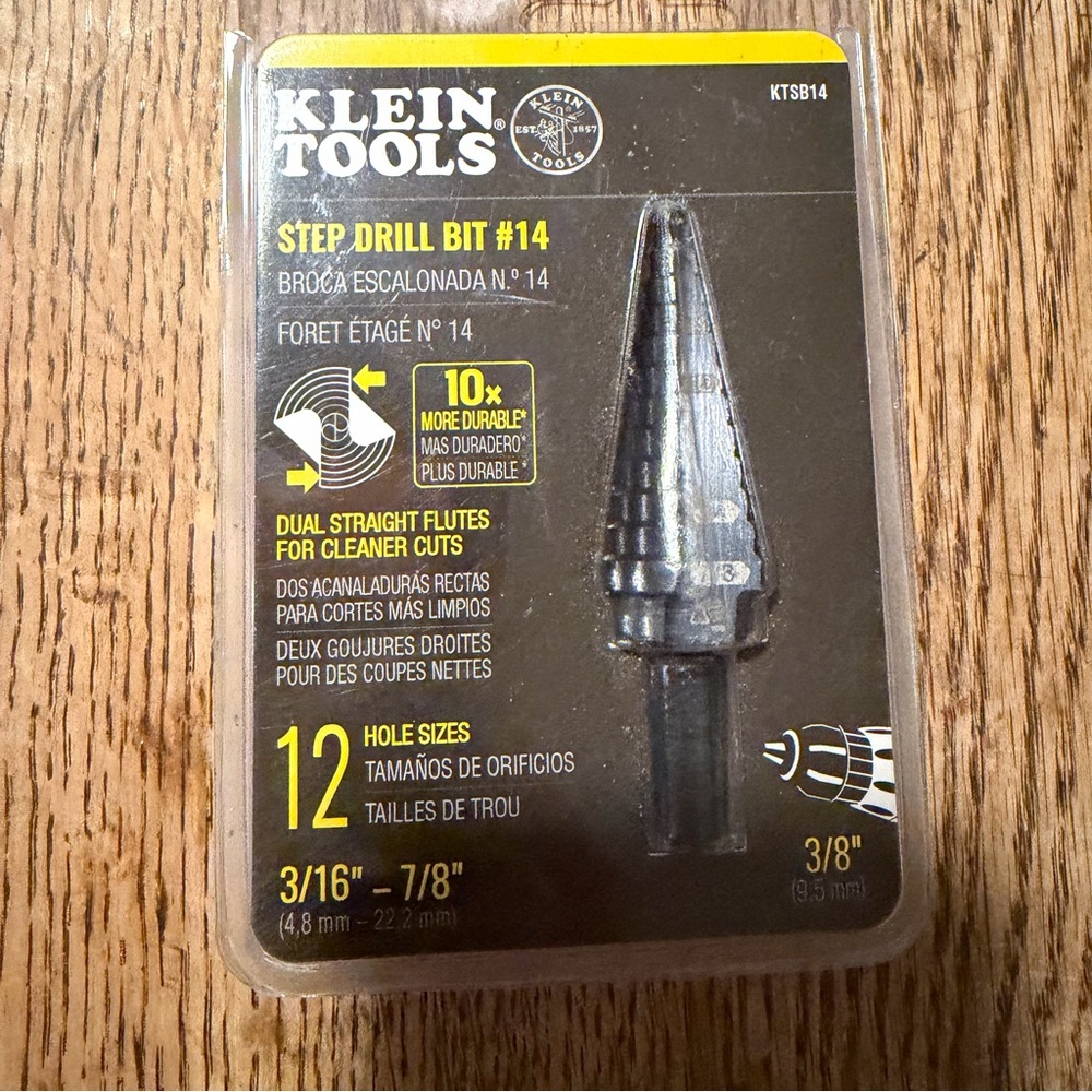 Klein Tools Step Drill Bit #14 3/16” -7/8” - Factory Sealed